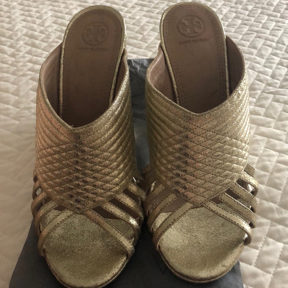 Tory Burch Metallic Leather High Heel New Size 10